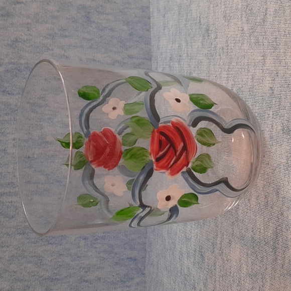 Vintage Hand-Painted Rose Pitcher/Glass Set-Bedside - Picture 3 of 4
